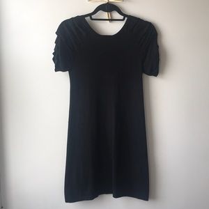 Black Zara Knit Dress with Ruched shoulders